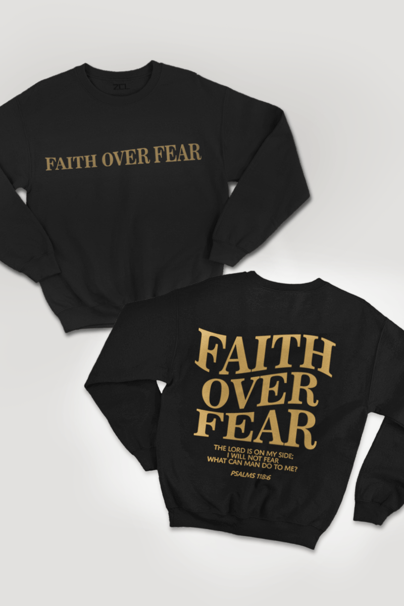 Faith Over Fear Crewneck Sweatshirt (Gold Logo) - Zamage
