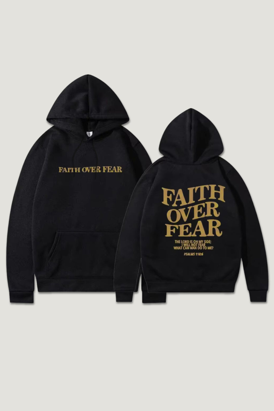 Faith Over Fear Hoodie (Gold Logo) - Zamage