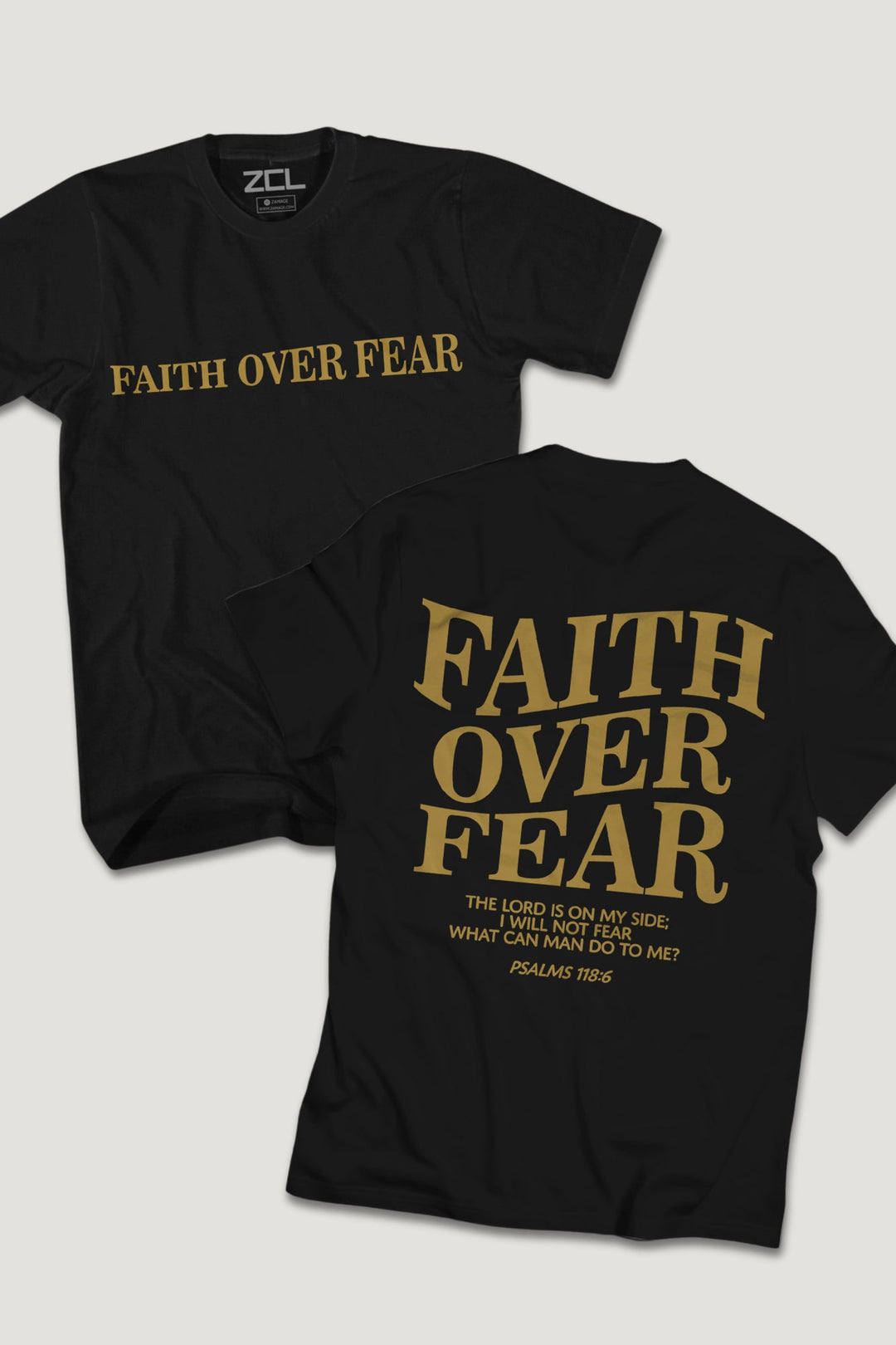 Faith Over Fear Tee (Gold Logo) - Zamage