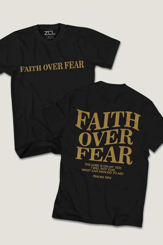 Faith Over Fear Tee (Gold Logo) - Zamage