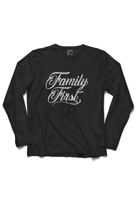 Family First T-shirt met lange mouwen (wit logo)