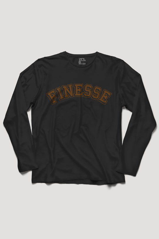 Finesse T-shirt met lange mouwen (bruin logo)