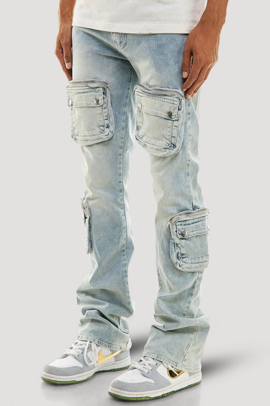 Dayshade Cargo Stacked Denim (Blue Wash)