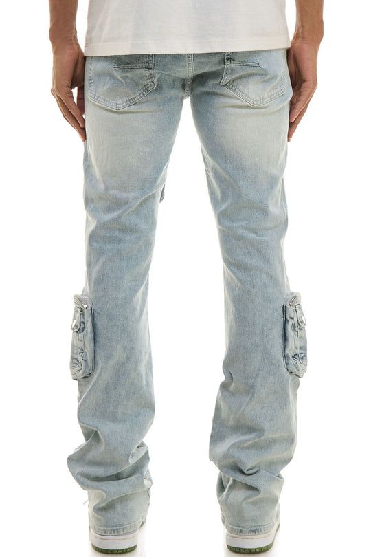 Dayshade Cargo Stacked Denim (Blue Wash)