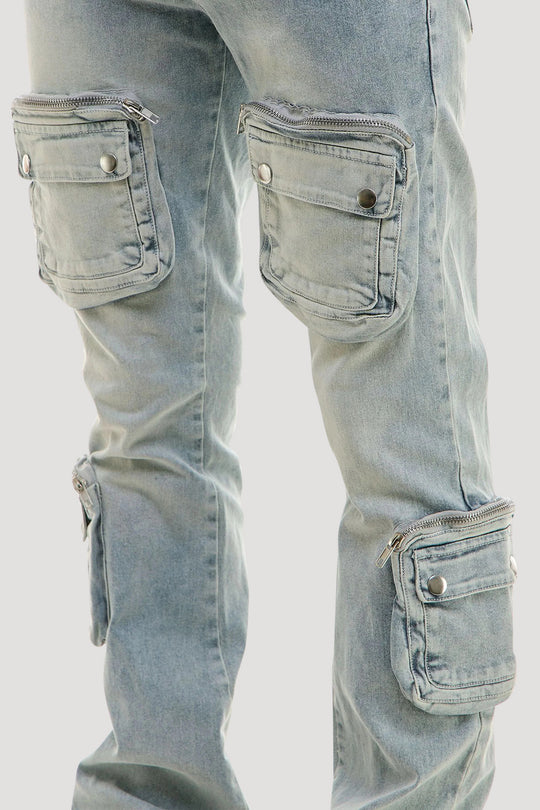 Dayshade Cargo Stacked Denim (Blue Wash)