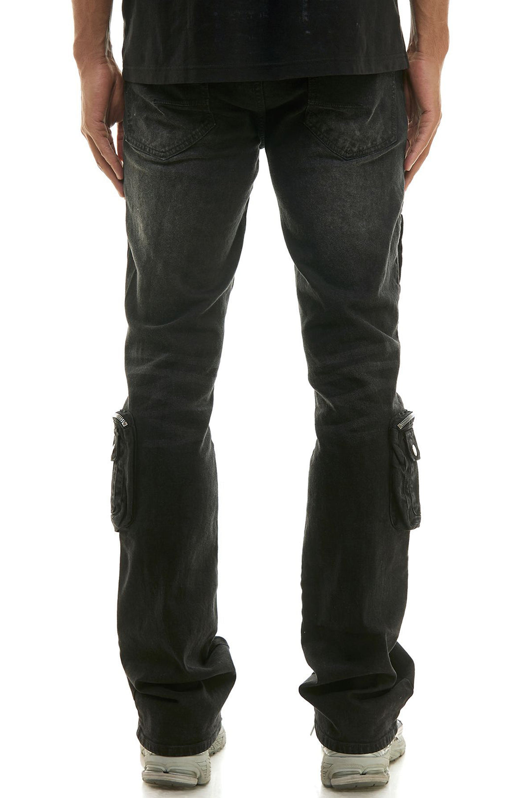 Nightshade Zip Cargo Stacked Denim (Black Wash)