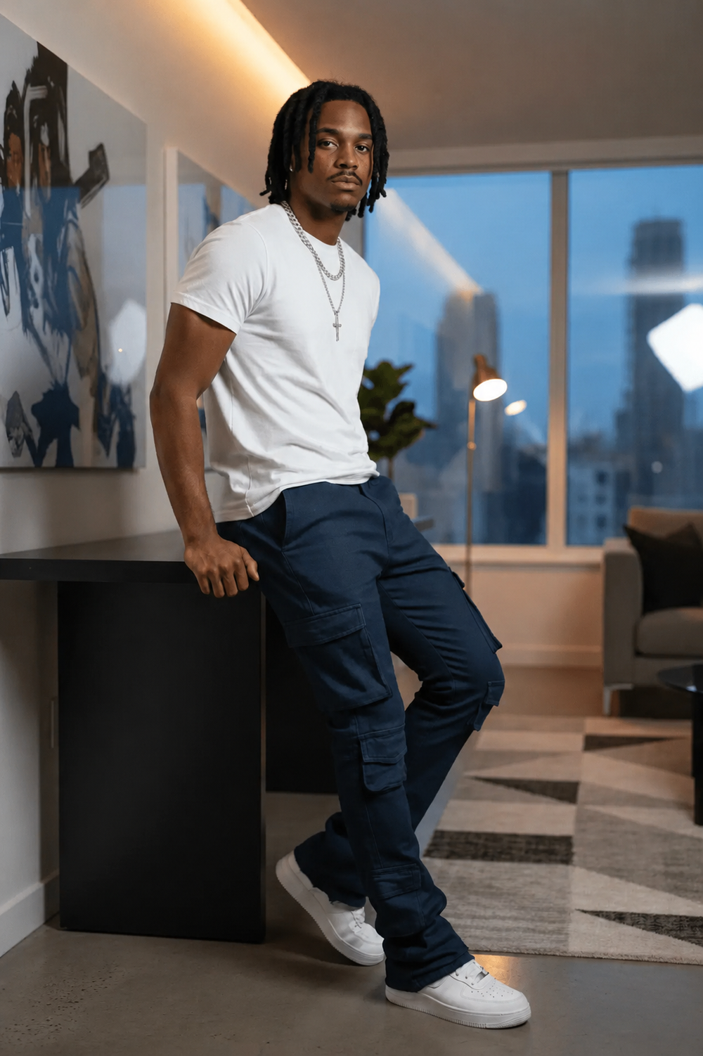 Vortex Cargo Stacked Denim (Navy)