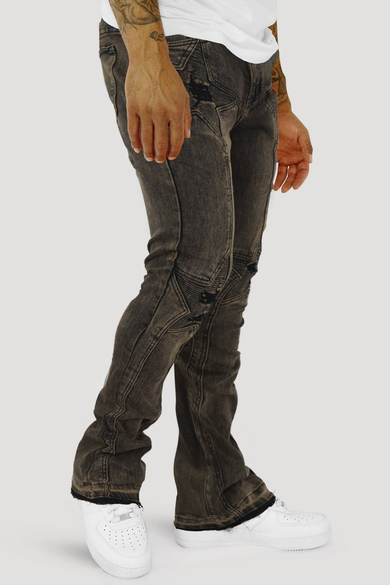Four Point Stacked Denim (Dark Brown Wash) (M8300D) - Zamage