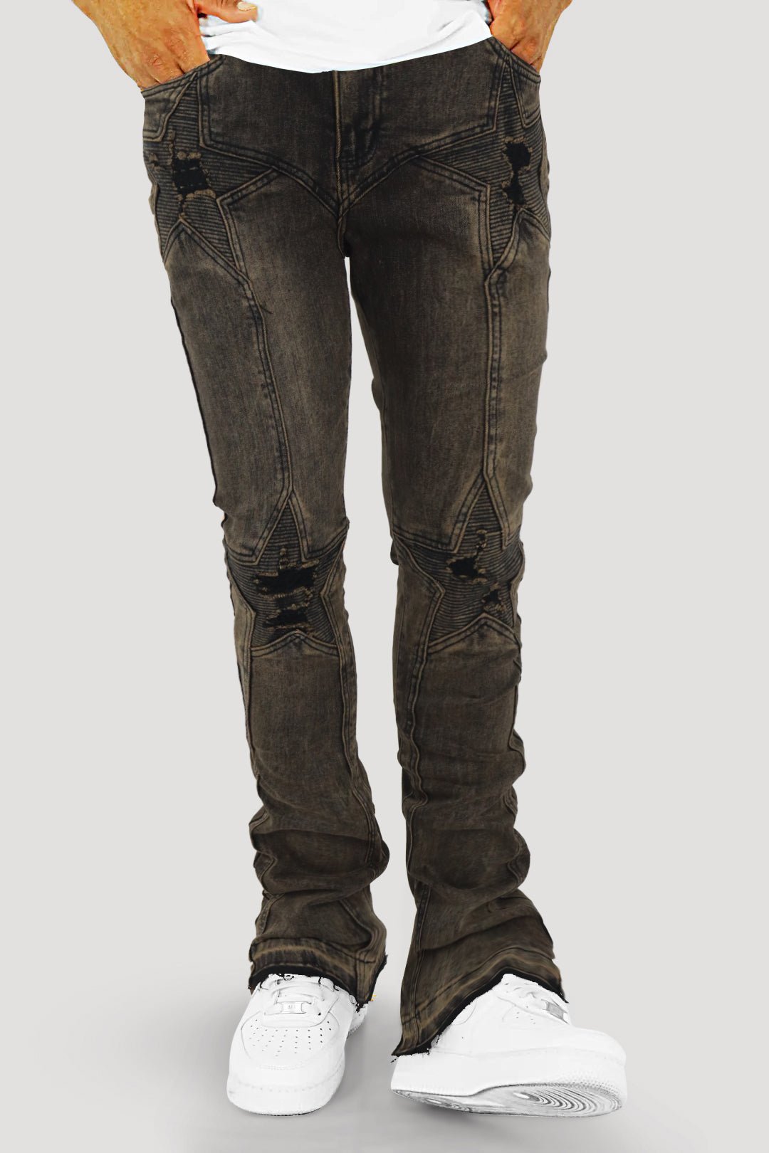 Four Point Stacked Denim (Dark Brown Wash) (M8300D) - Zamage