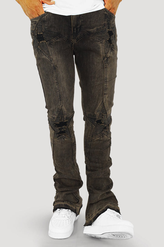 Four Point Stacked Denim (Dark Brown Wash) (M8300D) - Zamage