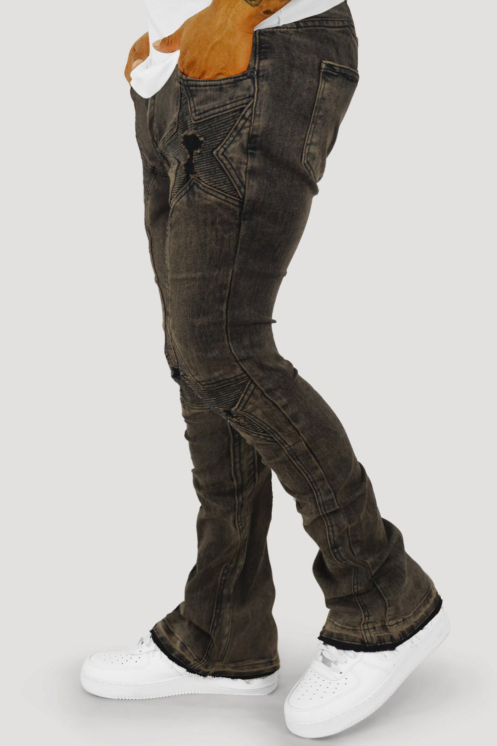 Four Point Stacked Denim (Dark Brown Wash) (M8300D) - Zamage