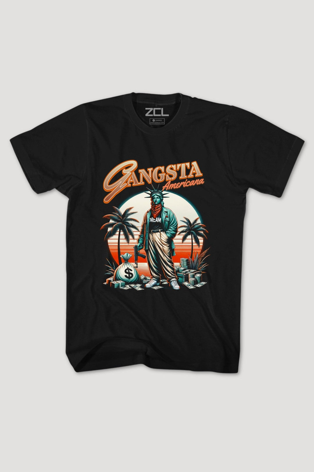 Gangsta Americana Tee (Multi Color Logo) - Zamage