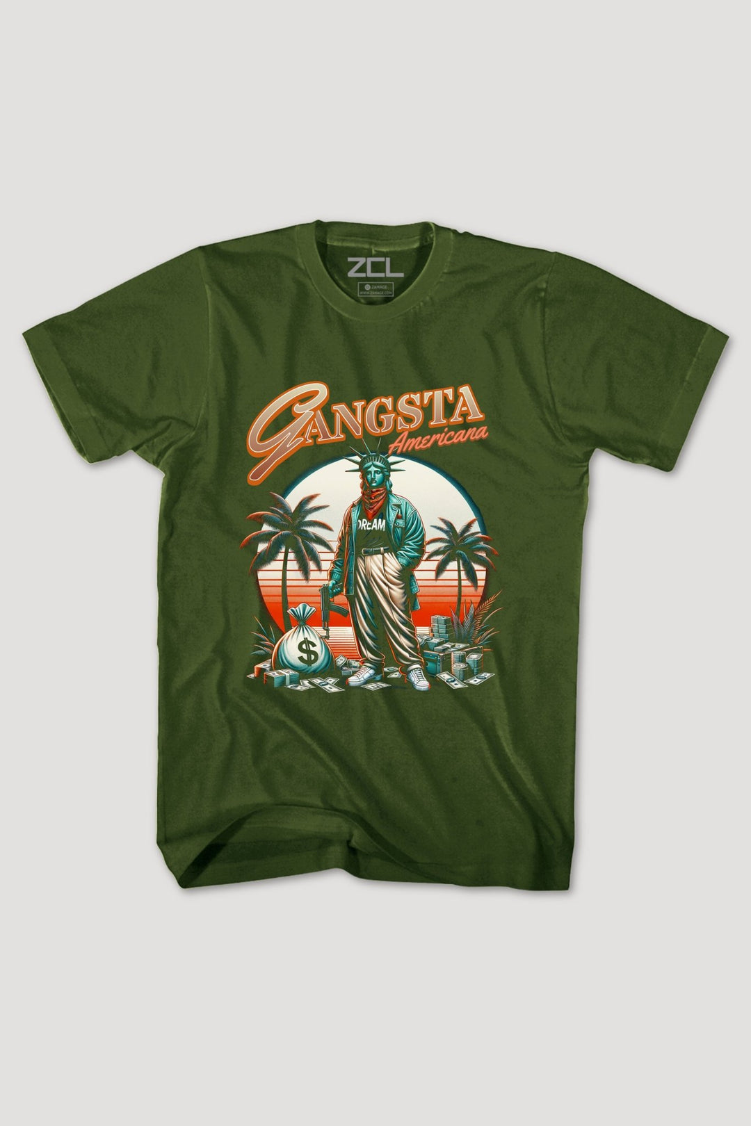 Gangsta Americana Tee (Multi Color Logo) - Zamage