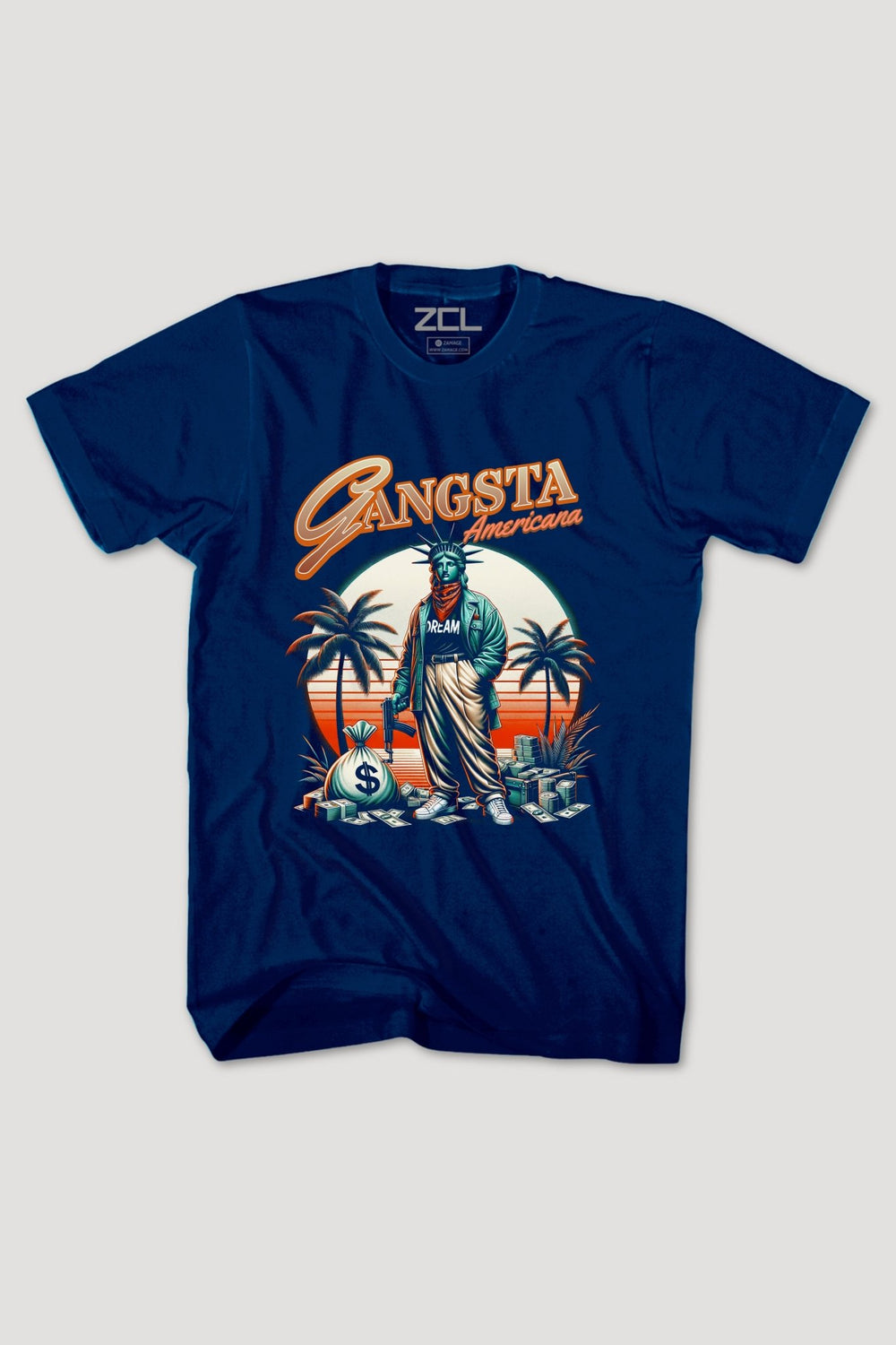 Gangsta Americana Tee (Multi Color Logo) - Zamage