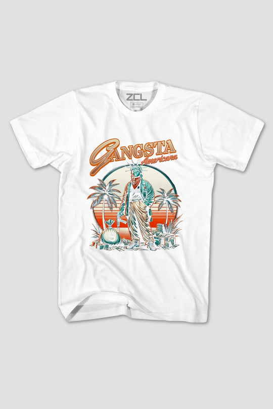 Gangsta Americana Tee (Multi Color Logo) - Zamage