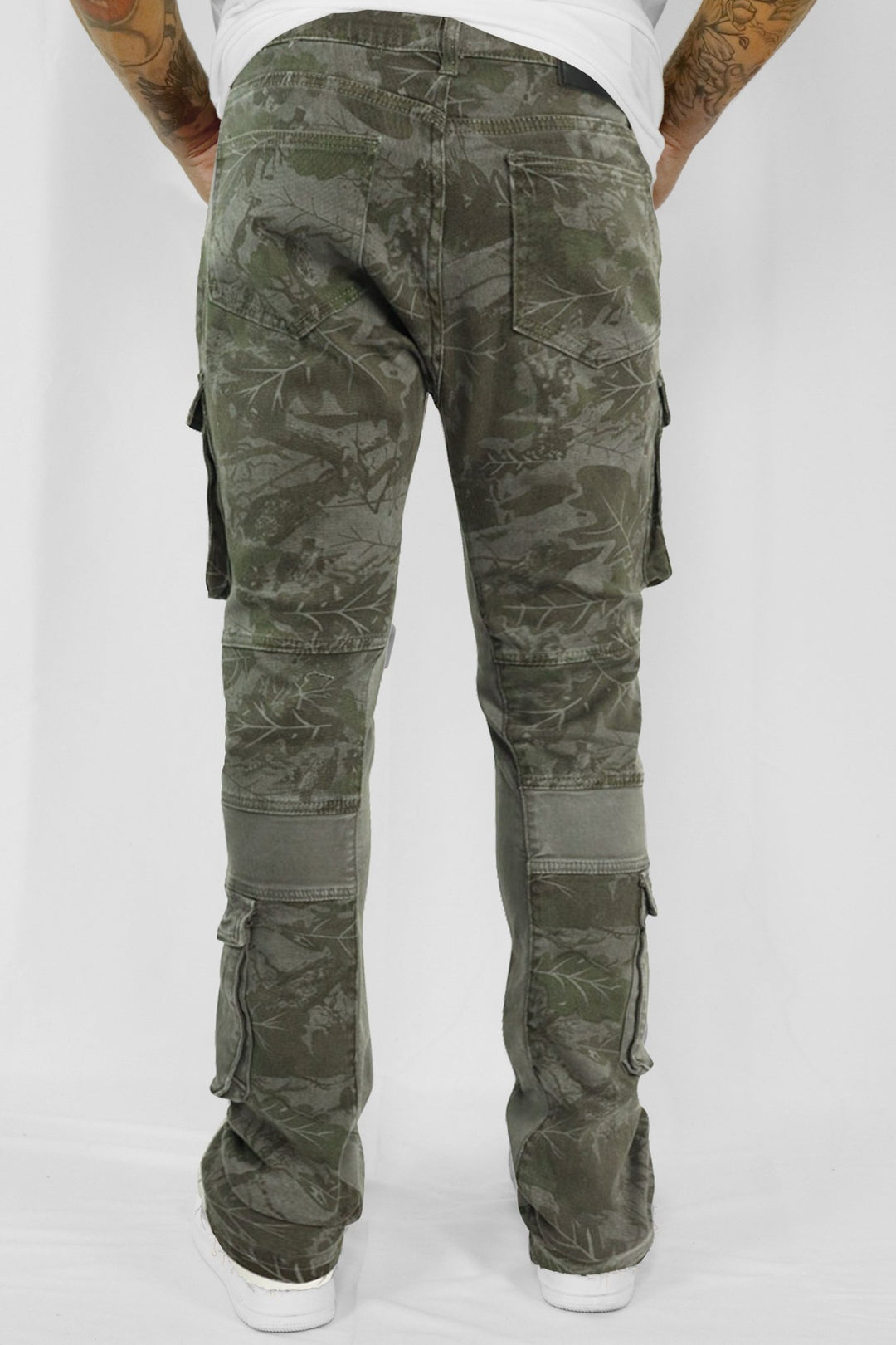 Green Leaf Stacked Denim (Grey) - Zamage