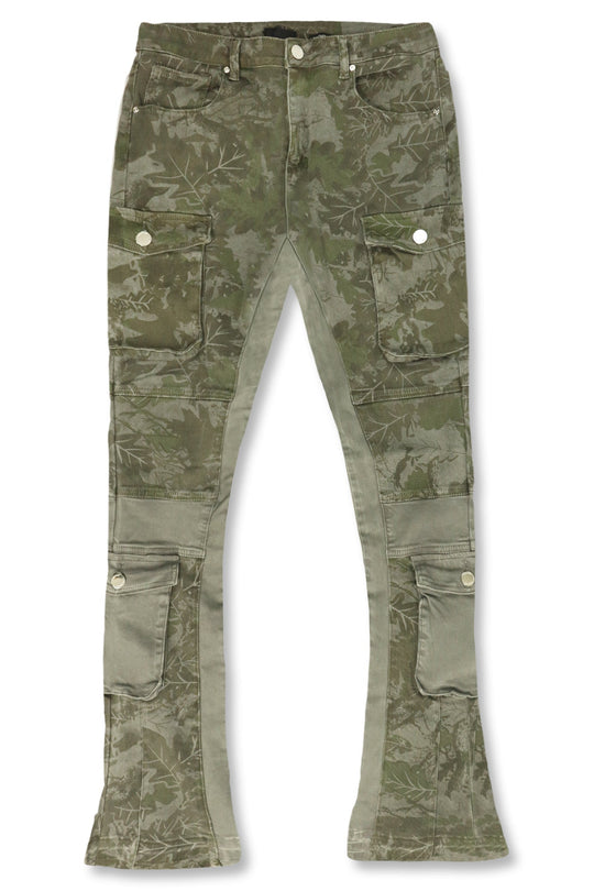 Green Leaf Stacked Denim (Grey) - Zamage