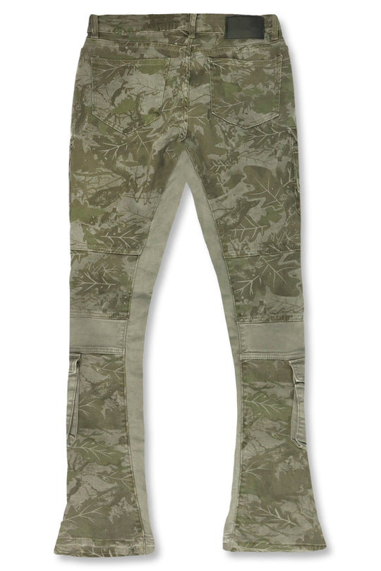 Green Leaf Stacked Denim (Grey) - Zamage