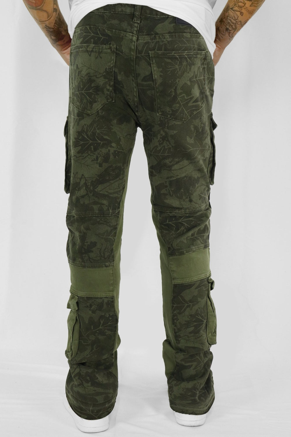 Green Leaf Stacked Denim (Olive) - Zamage