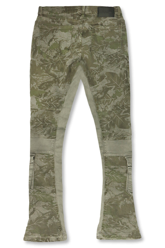 Green Leaf Stacked Denim (Grey)