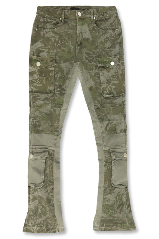 Green Leaf Stacked Denim (Grey)