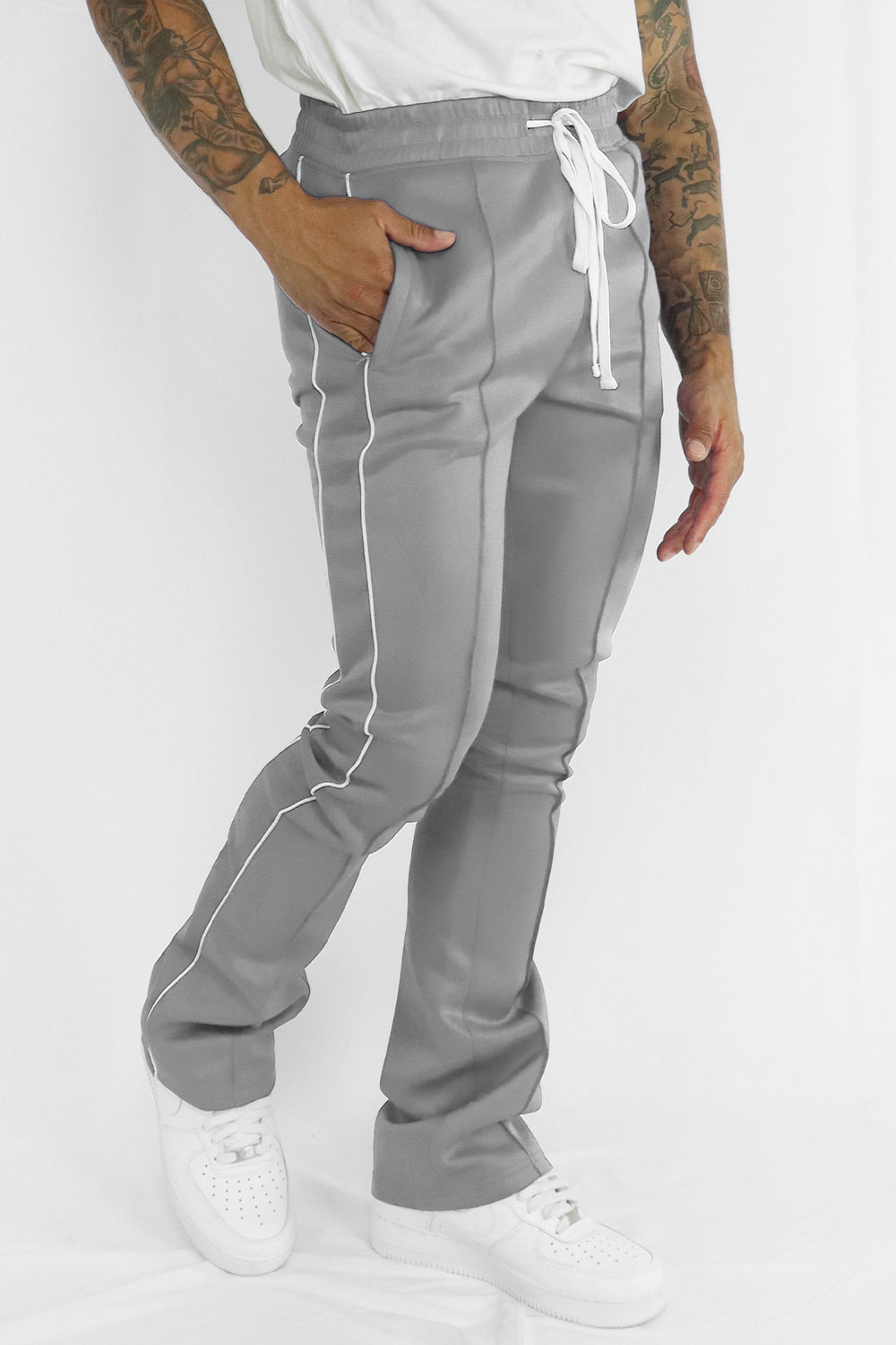 Stacked Track Pant (Grey) - Zamage