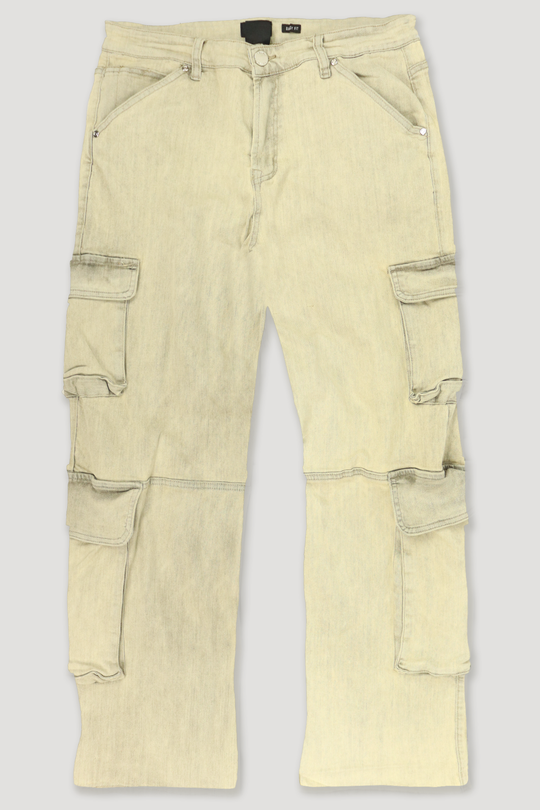 Relaxed Cargo Baggy Fit Denim (Grey Sand Wash) (M8256D)