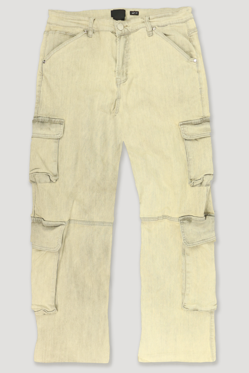 Relaxed Cargo Baggy Fit Denim (Grijs Zand Wash) (M8256D)