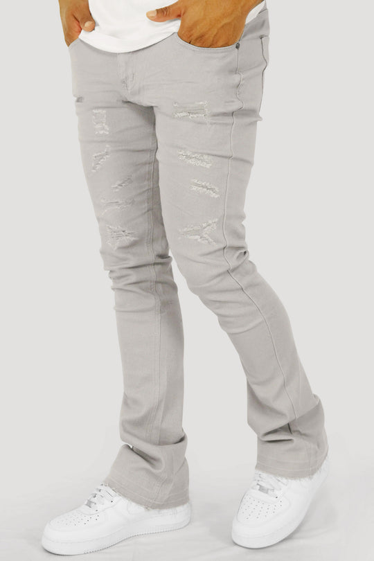 Vortex Ripped Stacked Denim (Grey)