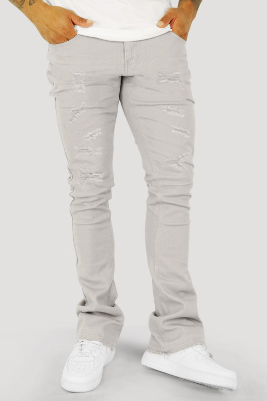 Vortex Ripped Stacked Denim (Grey)