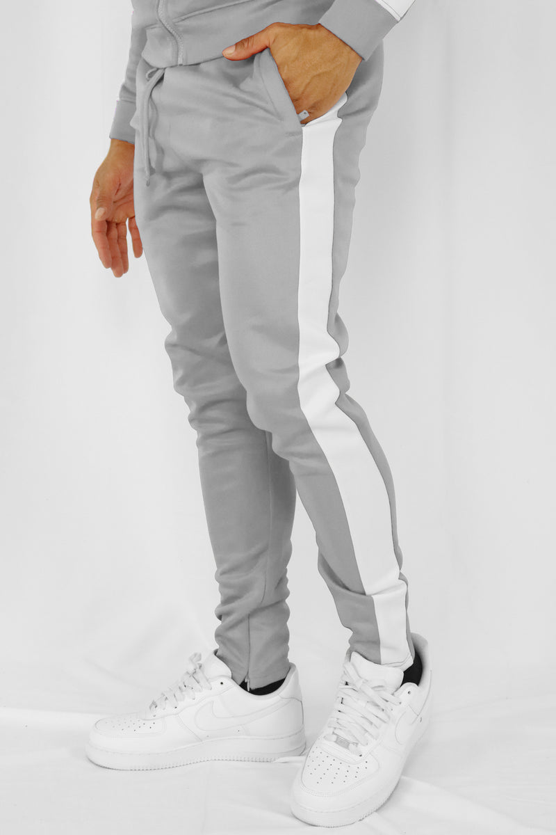 Outside Solid One Stripe Track Pants (Grey - White) - Zamage