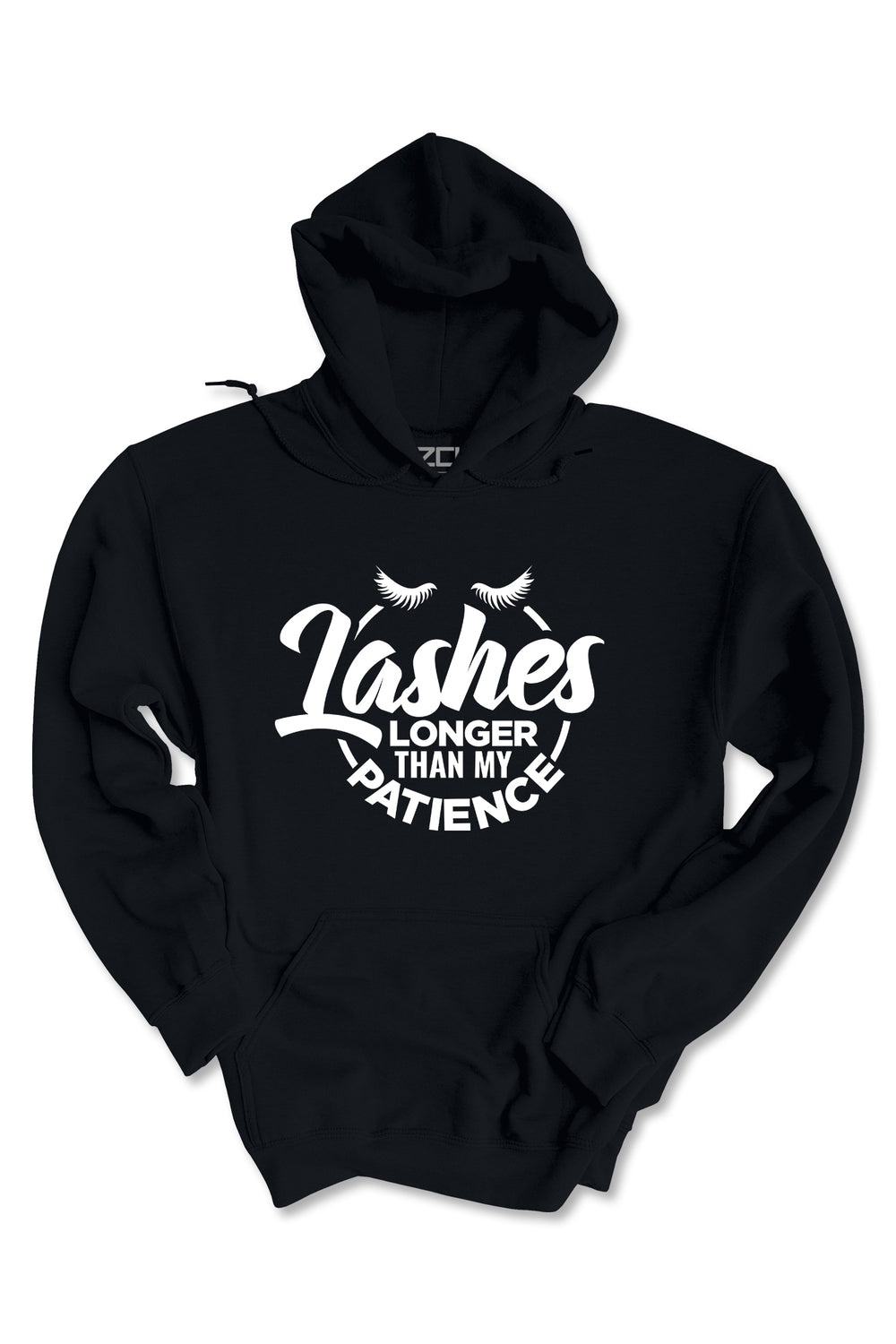 Lashes Longer Than My Patience Hoodie (White Logo)