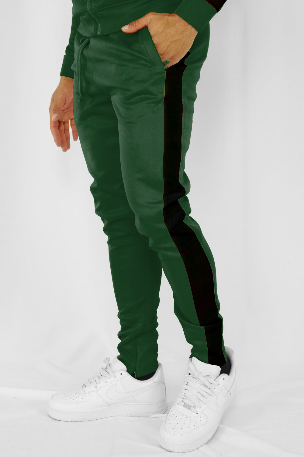 Outside Solid One Stripe Track Pants (Hunter Green-Black) (100-420)