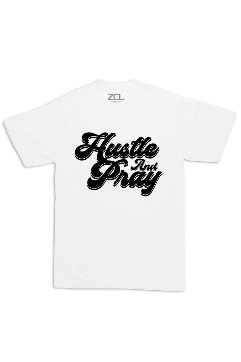 Oversized Hustle & Pray Tee (Black Logo) - Zamage