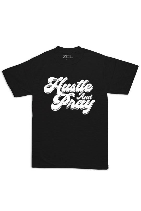 Oversized Hustle & Pray Tee (White Logo) - Zamage