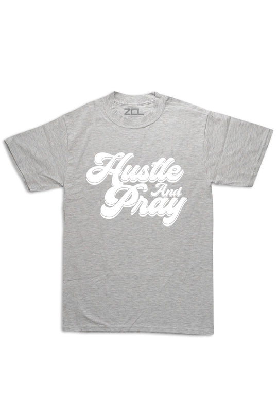 Oversized Hustle & Pray Tee (White Logo) - Zamage