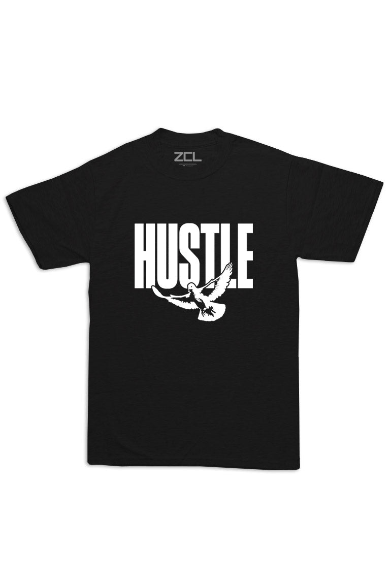 Oversized Hustle Dove Tee (White Logo) - Zamage