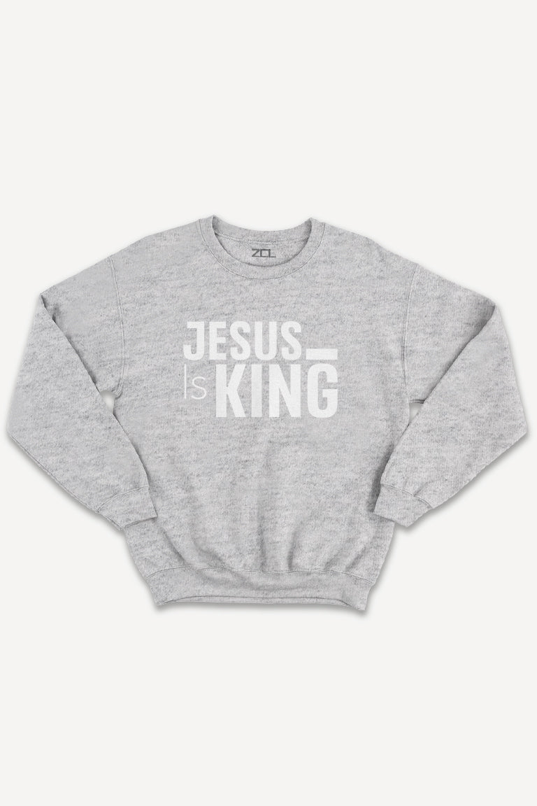 Jesus Is King Crewneck Sweatshirt (White Logo) - Zamage