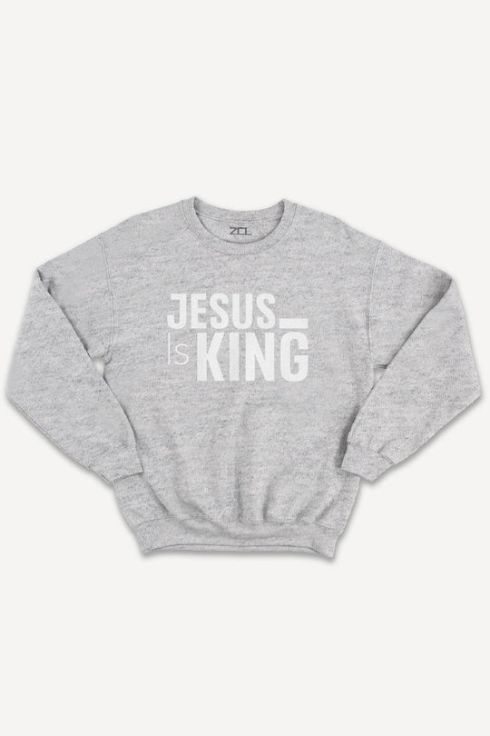 Jesus Is King Crewneck Sweatshirt (White Logo) - Zamage