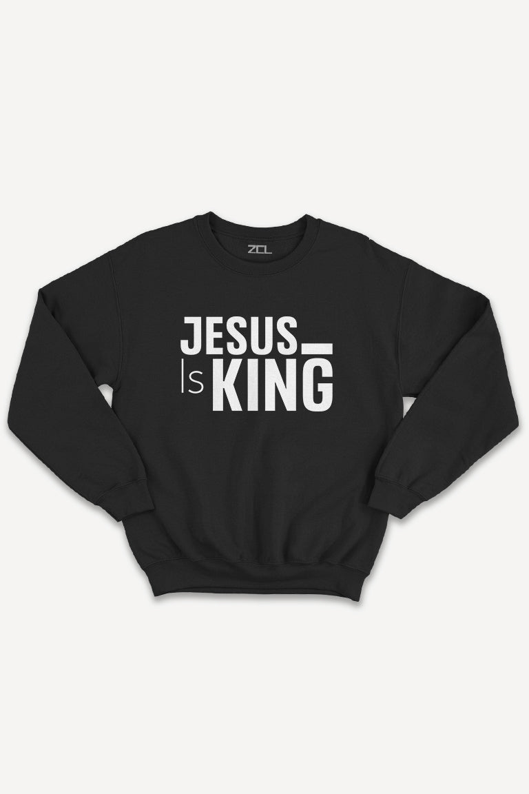 Jesus Is King Crewneck Sweatshirt (White Logo) - Zamage