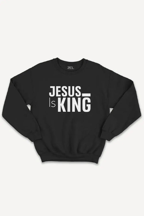Jesus Is King Crewneck Sweatshirt (White Logo) - Zamage