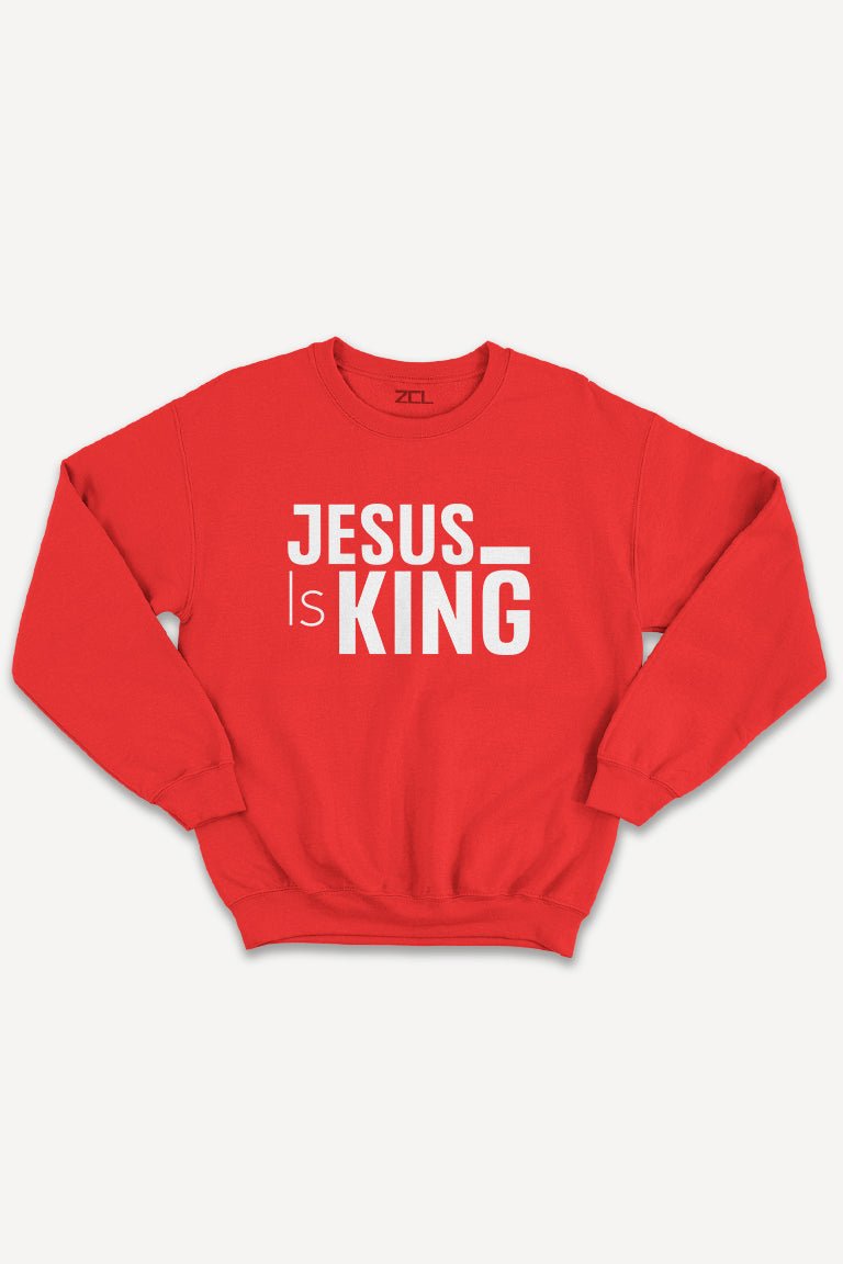 Jesus Is King Crewneck Sweatshirt (White Logo) - Zamage