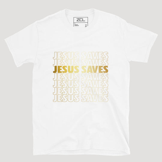 Jesus Saves Tee (Gold Logo) - Zamage
