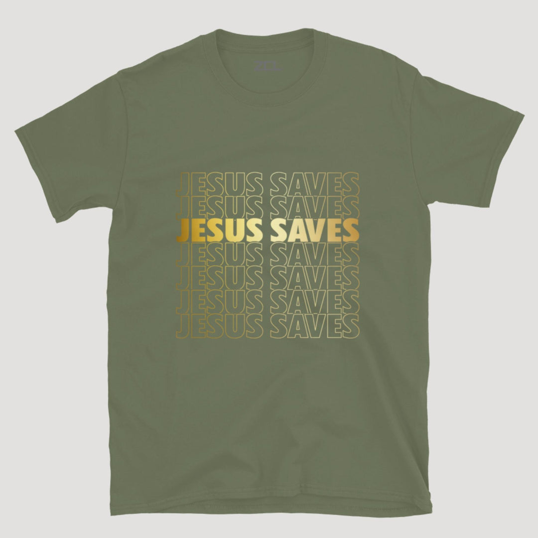 Jesus Saves Tee (Gold Logo) - Zamage