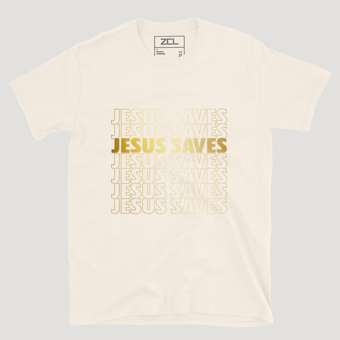 Jesus Saves Tee (Gold Logo) - Zamage