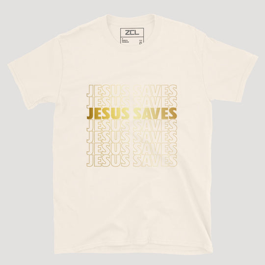 Jesus Saves Tee (Gold Logo) - Zamage