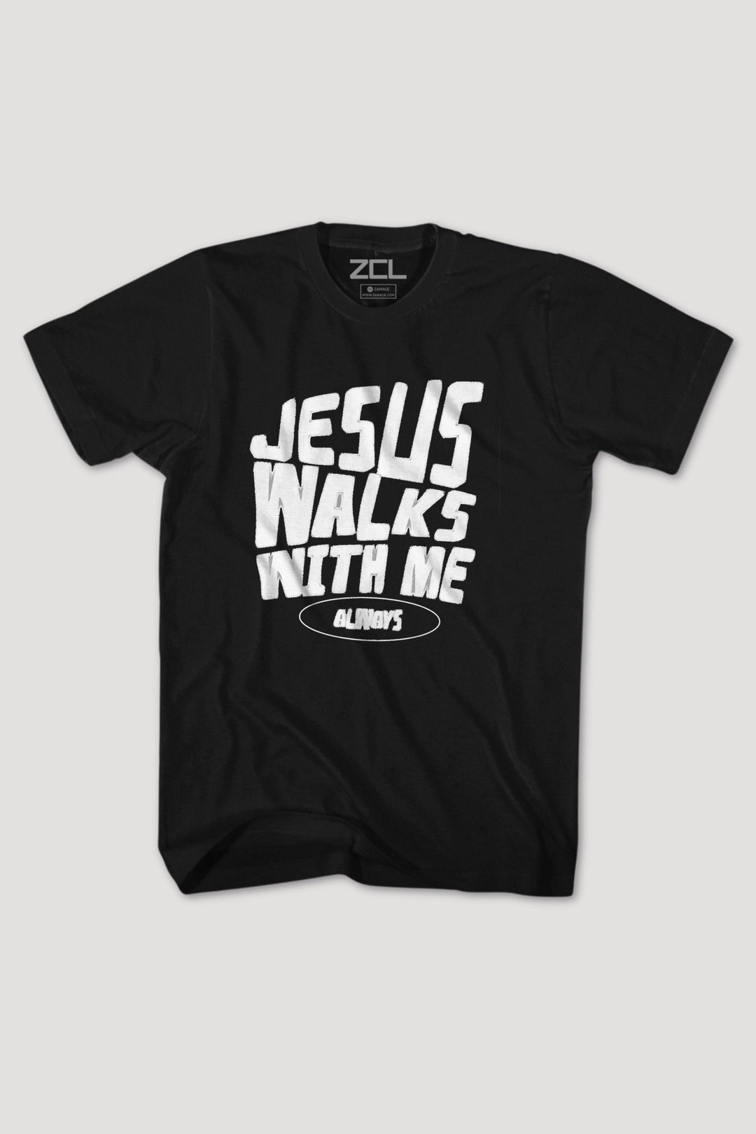 Jesus Walks With Me Tee (White Logo) - Zamage