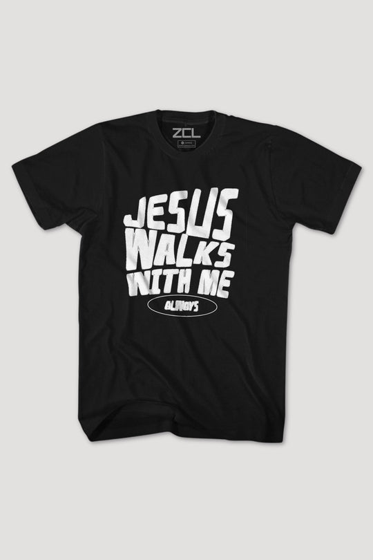 Jesus Walks With Me Tee (White Logo) - Zamage