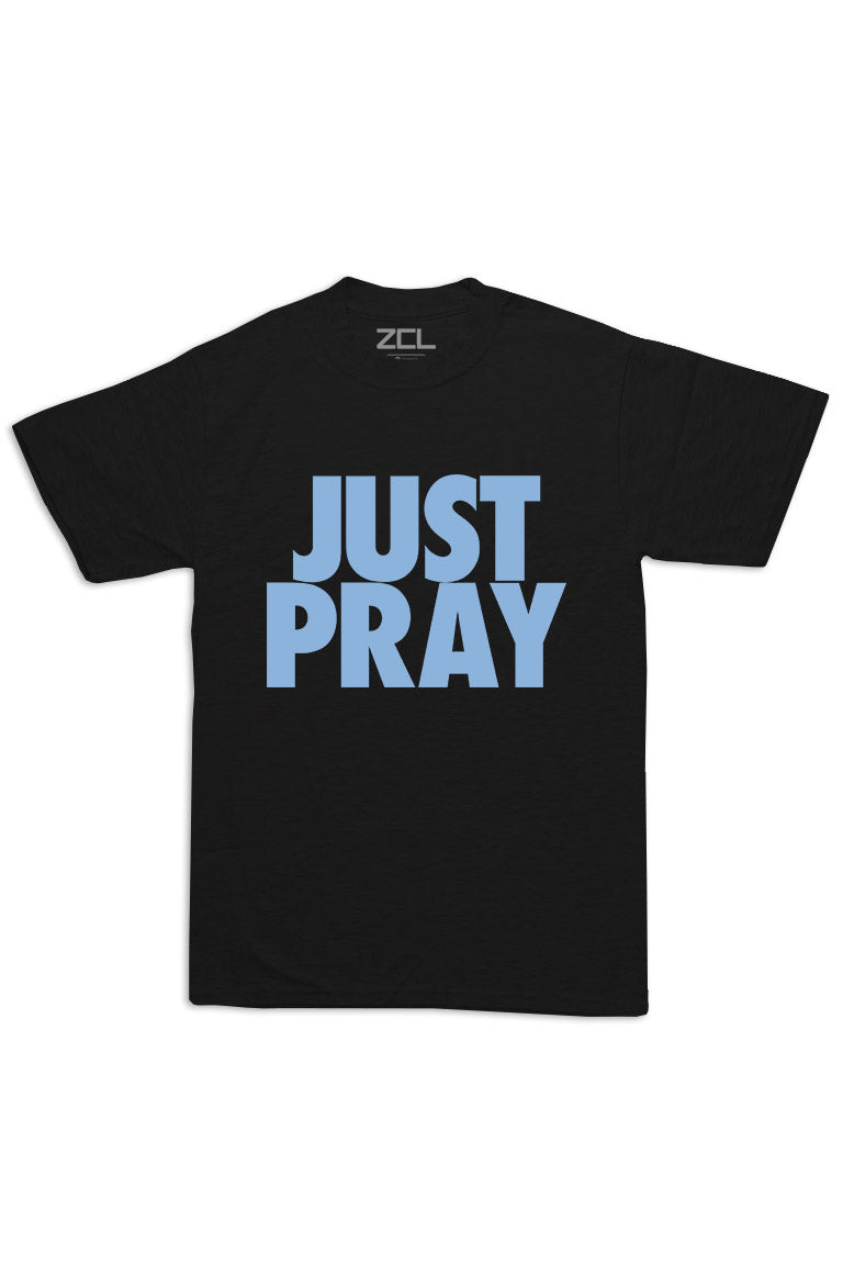 Oversized Just Pray Tee (Powder Blue Logo) - Zamage