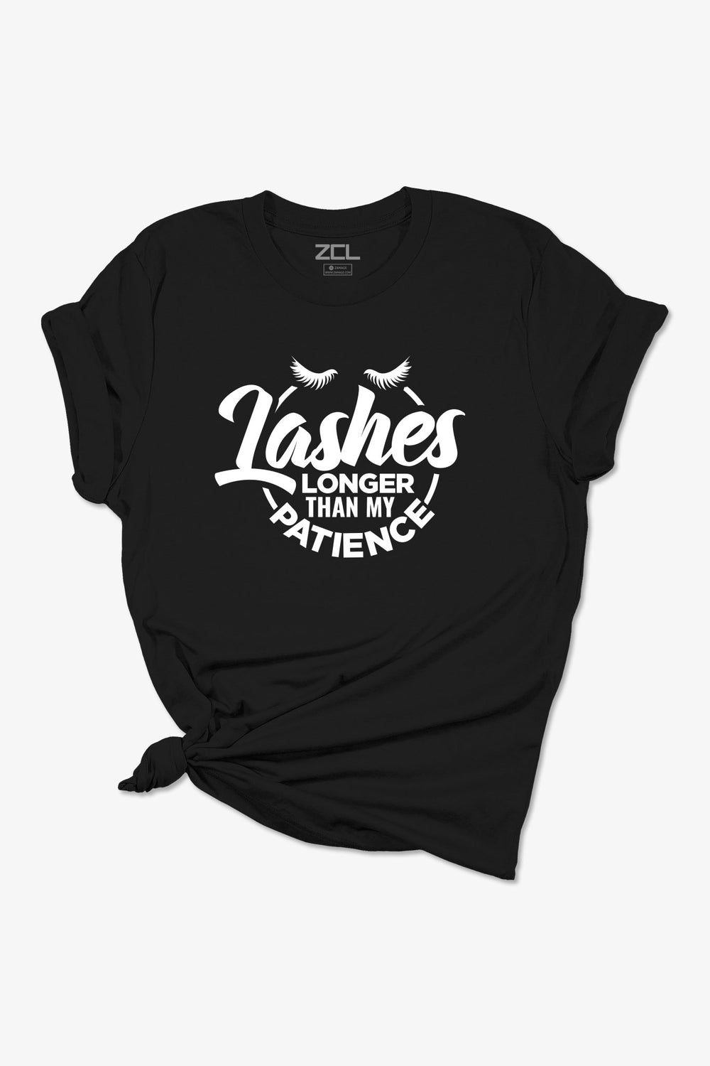 Lashes Longer Than My Patience Women's Tee (White Logo) - Zamage